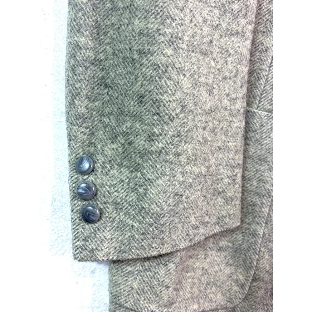 vtg 50s Harilelas 44R Bespoke Gray Herringbone Tweed Blazer Jacket Sport‎ Coat